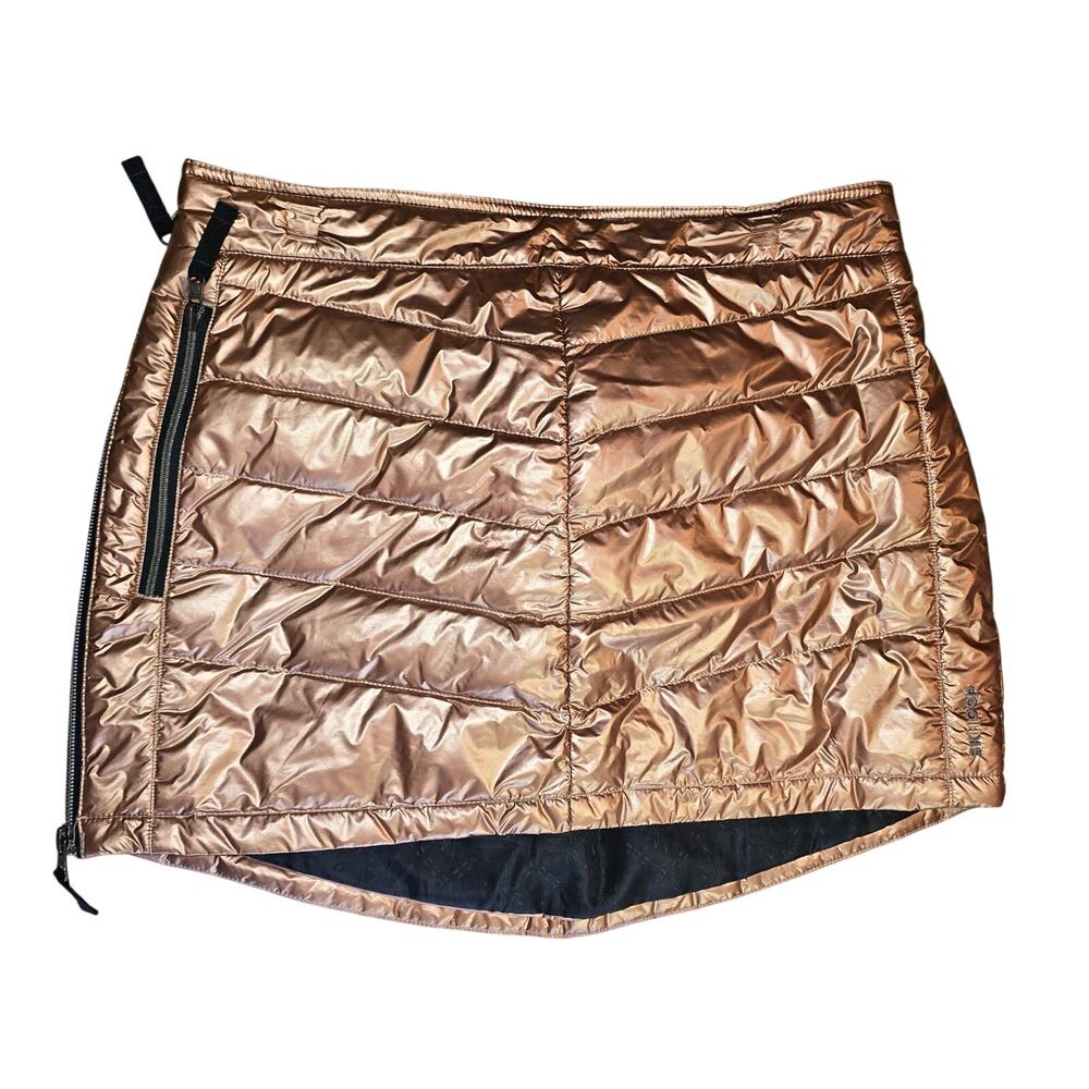 Metallic Rose Gold Quilted Midi Skirt
